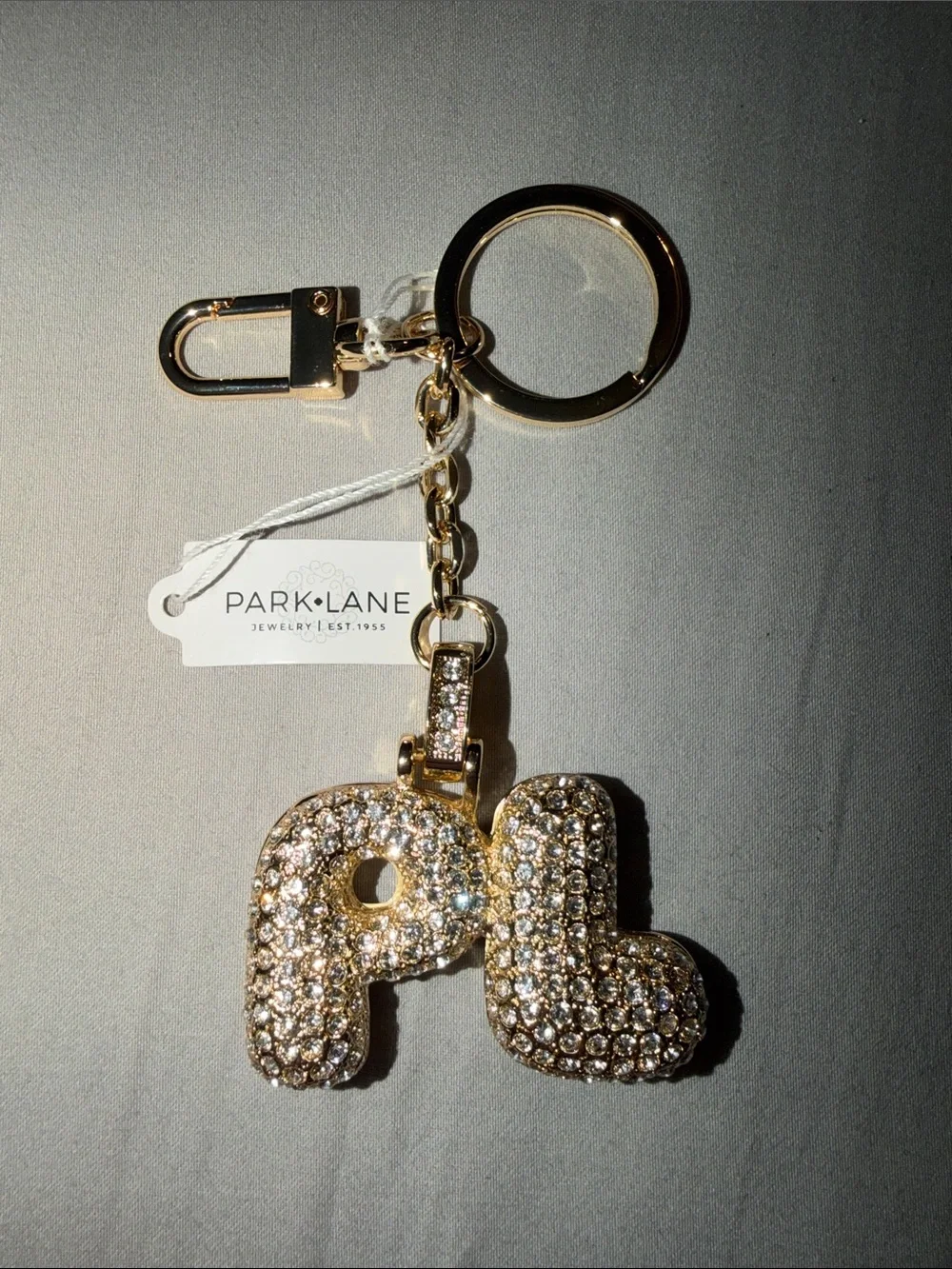 Park Lane Gold Crystal PL Initial Keychain Charm